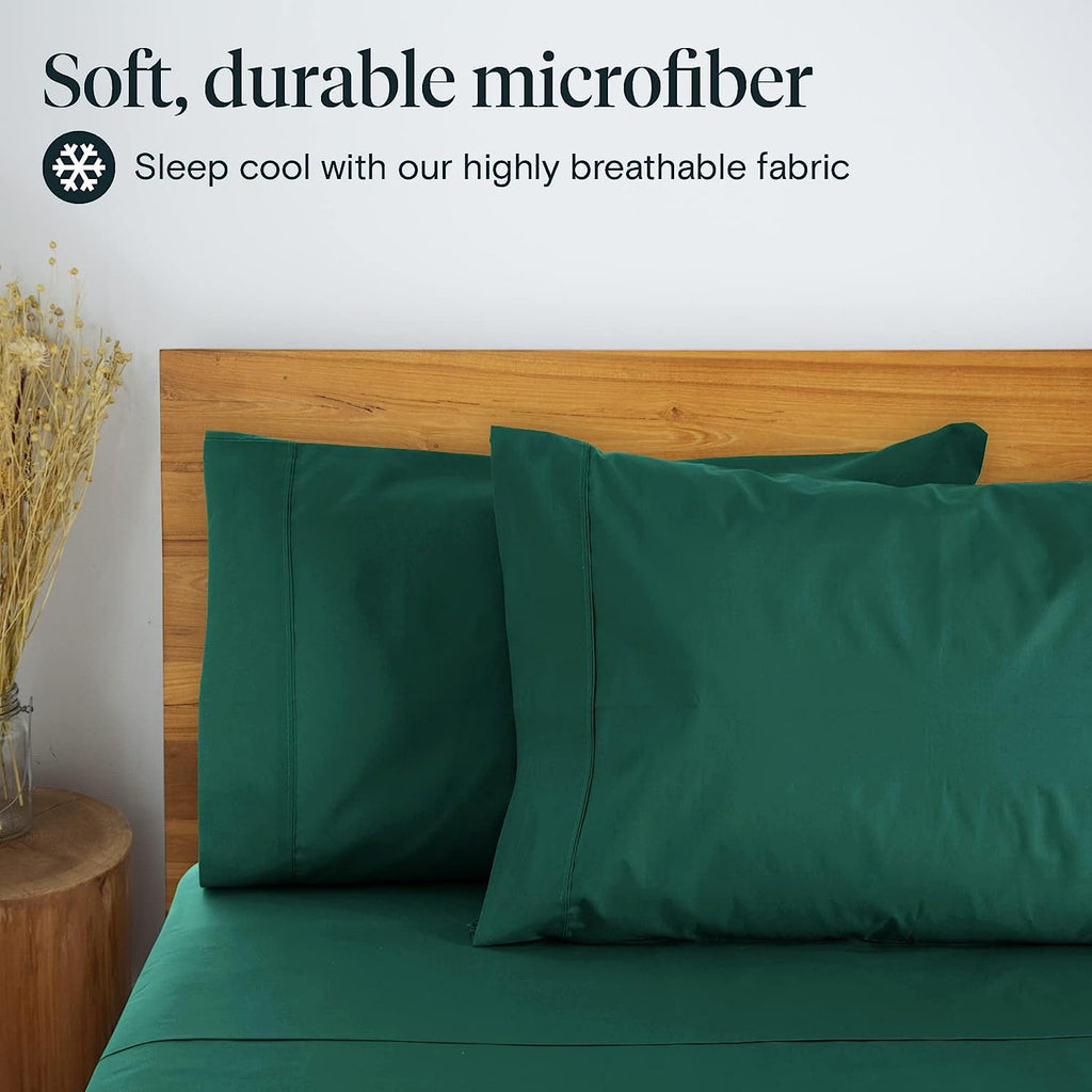 LuxClub 6 PC Queen Sheet Set Bamboo Sheets Deep Pockets 18" Eco Friendly Wrinkle Free Cooling Sheets Machine Washable Hotel Bedding Silky Soft - Emerald Queen