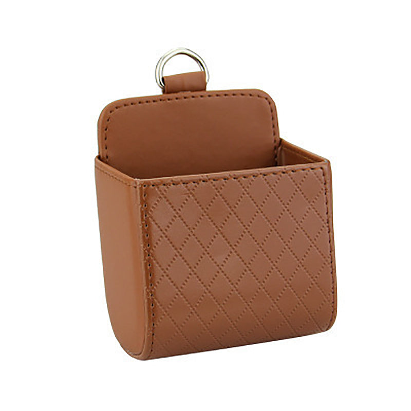 Car Air Vent Hanging StoraBox Mobile Phone Bag PU Leather Car Mobile Phone Holder Car Interior Accessories