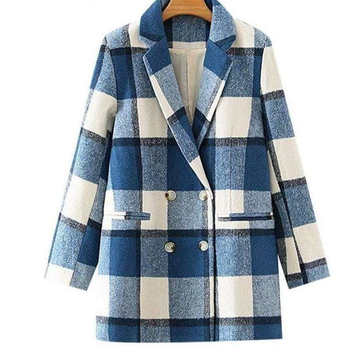 plaid woolen vintage blazer coat