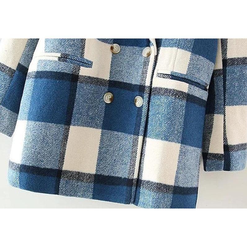 plaid woolen vintage blazer coat