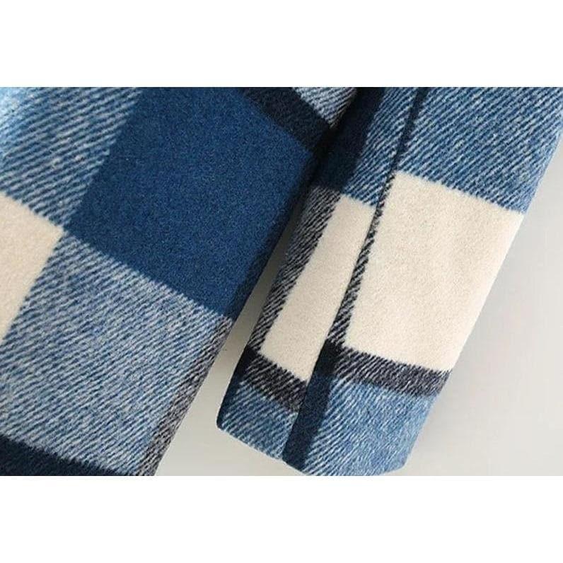 plaid woolen vintage blazer coat
