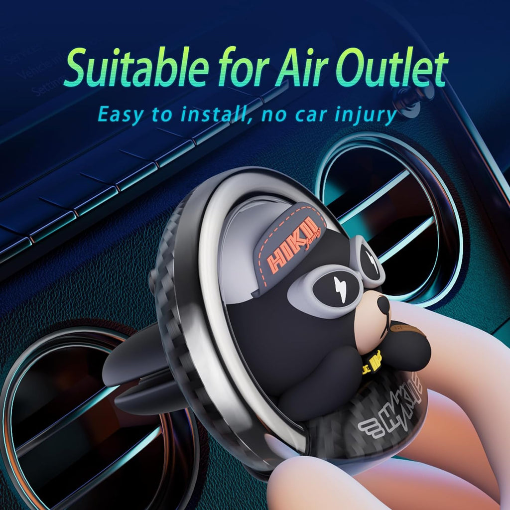 Cacacece Car Air Fresheners Cute Bear Car Voice-Activated Rhythm LED Light Automotive Air Outlet Creative Perfume Aromatherapy Decoration Accessories Air Fresheners for Cars
