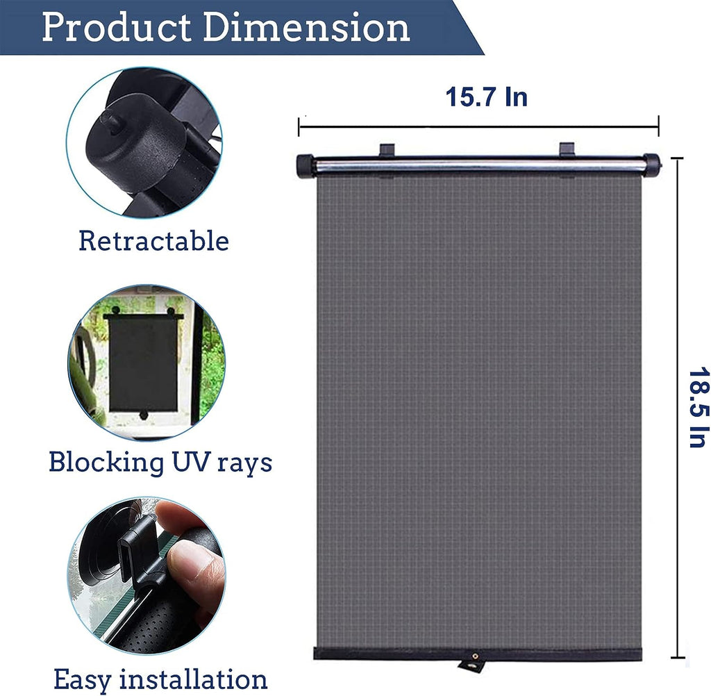 Car Window Shades, 2 Pack Car Window Shade for Baby, Retractable Car Sun Shade, Sun Shade for Car Window Effectively Block UV Rays and Harsh Sunlight, Car Window Shades for Side Window (15.7"x18.5")