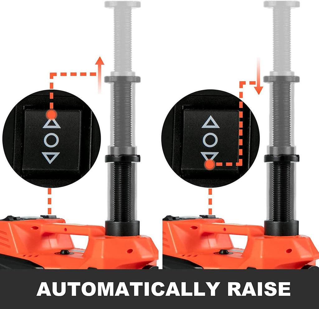 Electric Car Jack, Electric Hydraulic Jack 3 Ton(6600 lbs) with Tire Inflator Pump and Electric Wrench, DC 12V Car Floor Jack Electric Jack Lift for an Emergency Tire Change