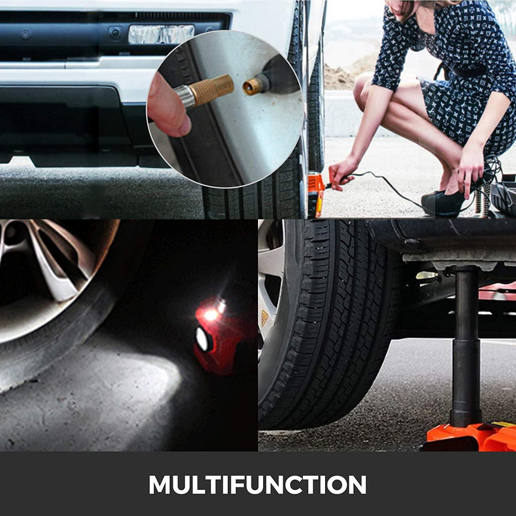 Electric Car Jack, Electric Hydraulic Jack 3 Ton(6600 lbs) with Tire Inflator Pump and Electric Wrench, DC 12V Car Floor Jack Electric Jack Lift for an Emergency Tire Change