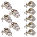 5-Fairfield Satin Nickel Round Entry Door Locks and 5-Satin Nickel Single Cylinder Deadbolts All Keyed Alike