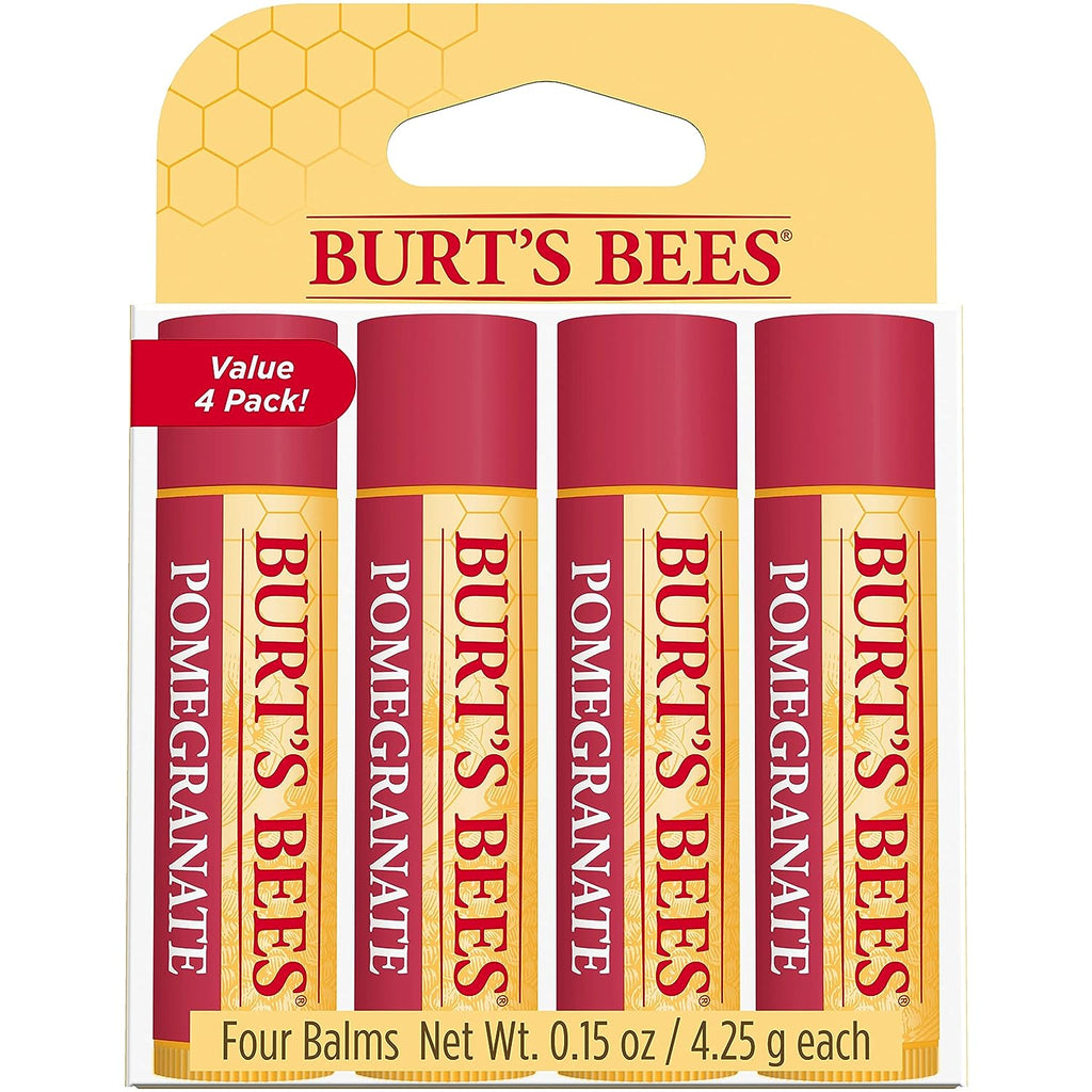 Burt's Bees Lip Balm, Moisturizing Lip Care, All Natural, Original Beeswax with Vitamin E &amp; Peppermint Oil (4 Pack)