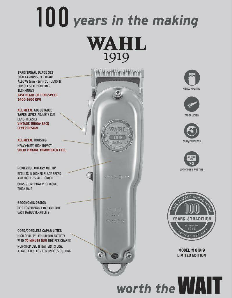Wahl 100th Year Anniversary Cordless/Cord Senior Clipper #81919