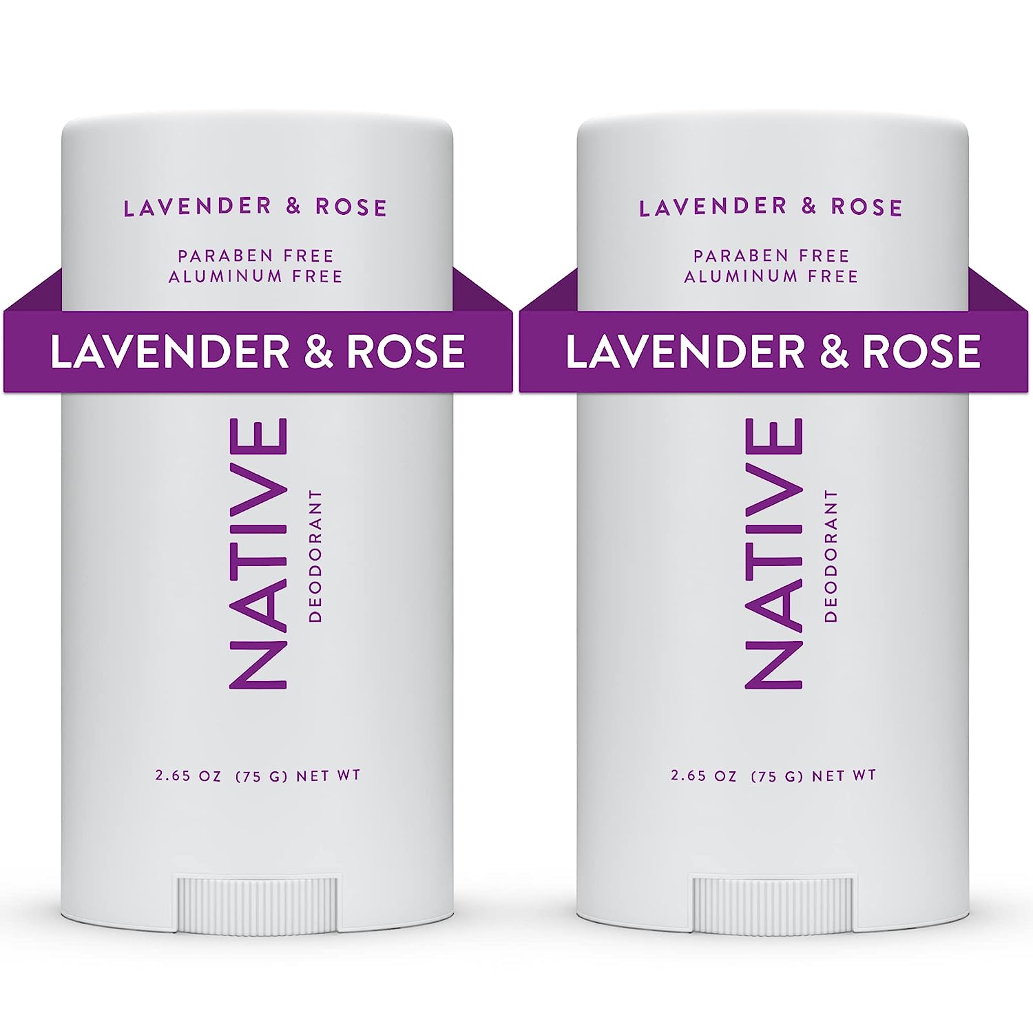 Native Deodorant | Natural Deodorant for Women and Men, Aluminum Free with Baking Soda, Probiotics, Coconut Oil and Shea Butter | Lavender &amp; Rose - Pack of 2