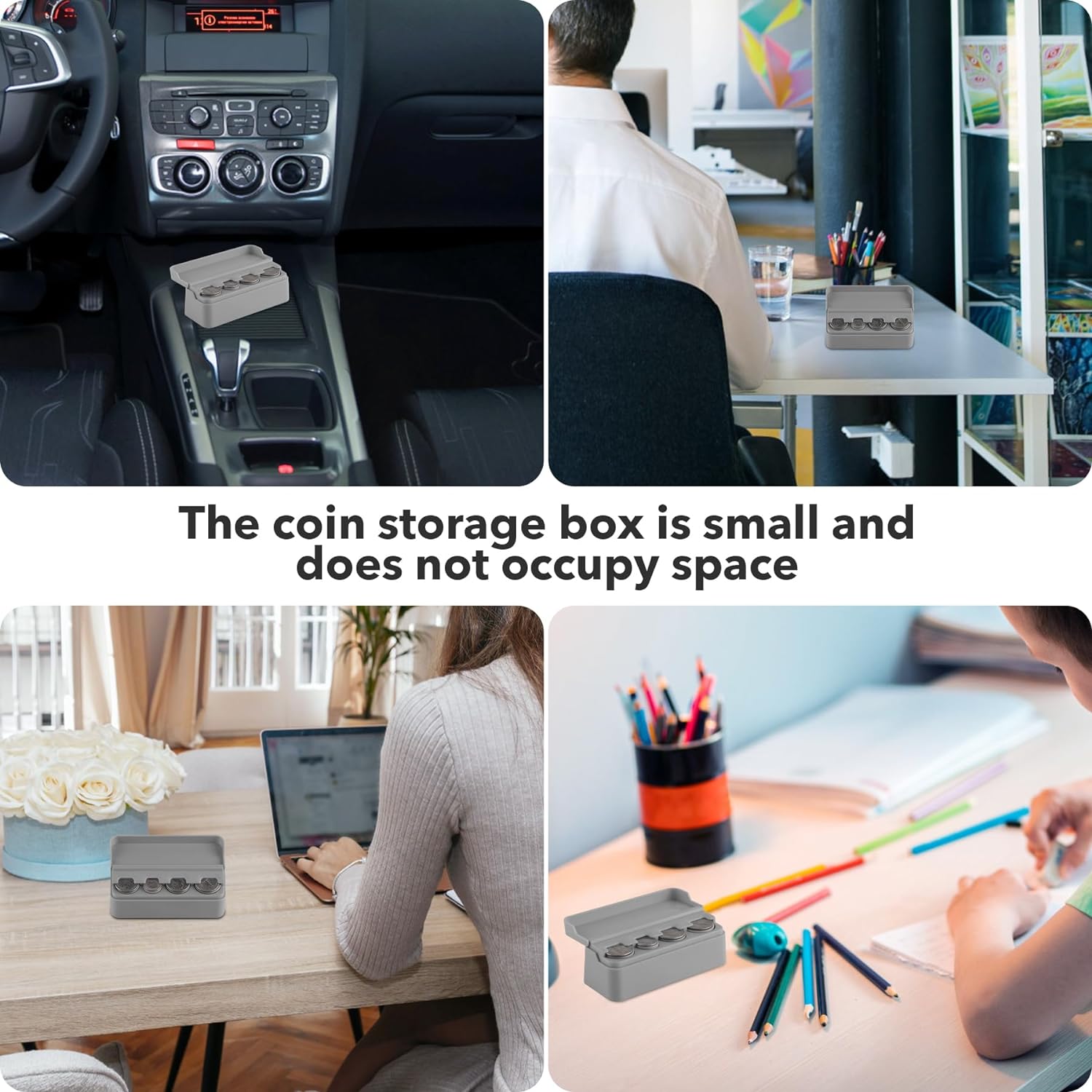 SINGARO Coin Holder for Car, Universal Car Coin Change Organizer, Car Coin Holder Compatible with Coins of Different Sizes, Car Interior Accessories, Suitable for Most Cars, Trucks(Gray)