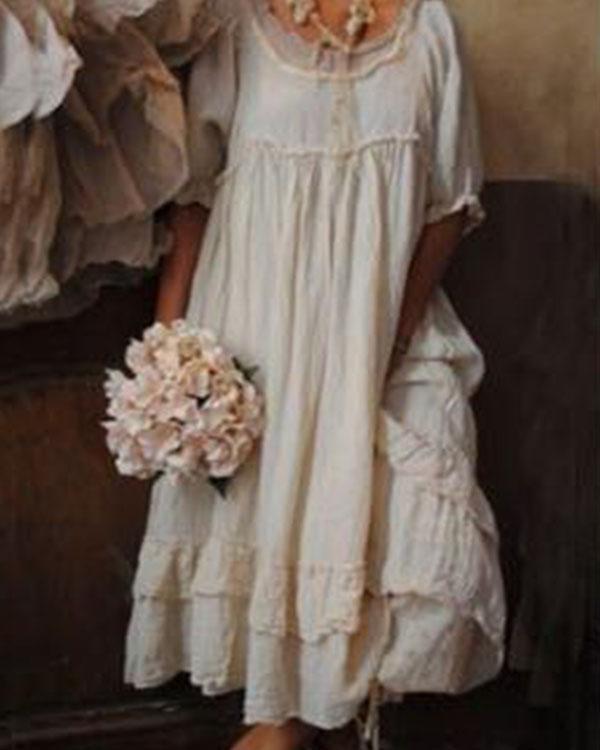 short sleeve cotton crew neck dresses