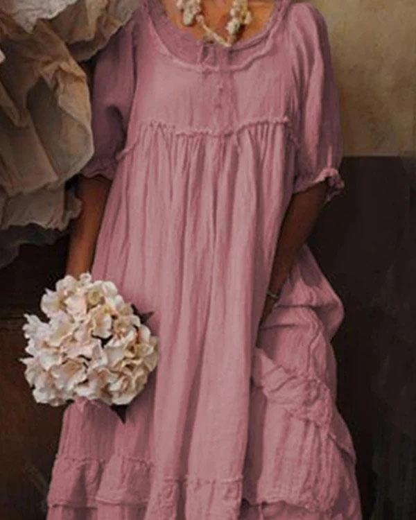 short sleeve cotton crew neck dresses