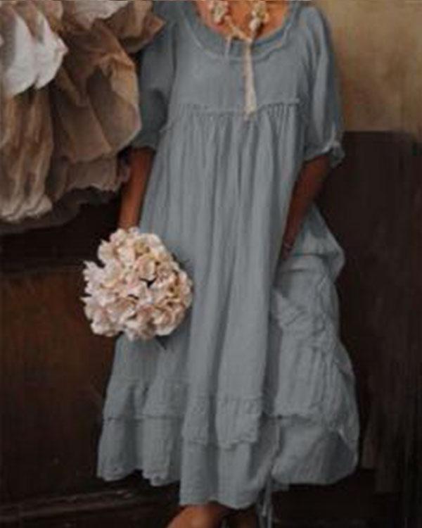 short sleeve cotton crew neck dresses