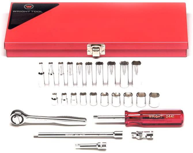 Wright Tool 224 1/4" Drive 6 Point Standard and Deep Metric Socket Set (25-Piece)