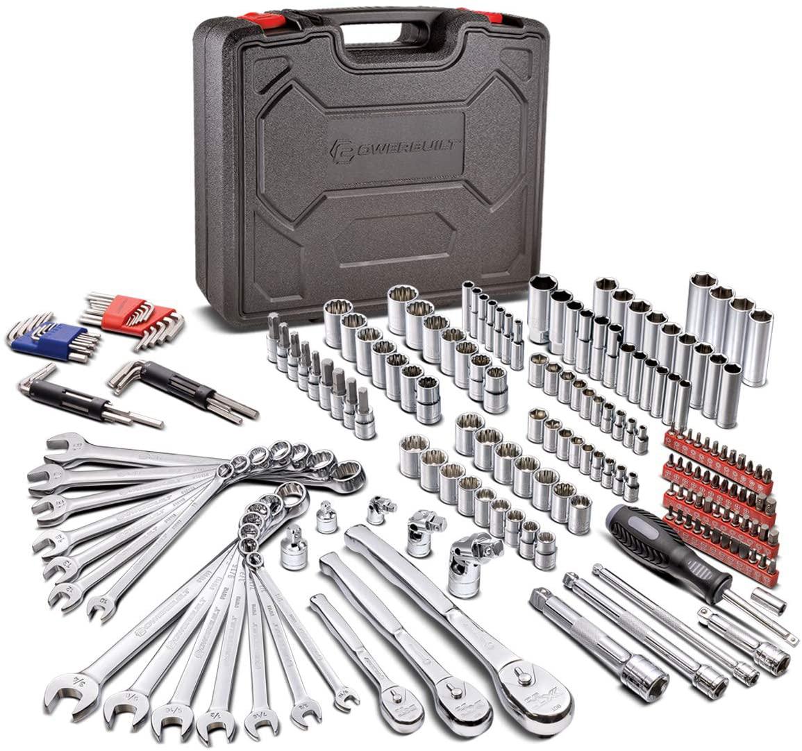 Power 200 Piece 1/4-inch, 3/8-inch, and 1/2-inch Drive Mechanics Tool Set - with SAE and Metric Socket Set, Power XT 90 Tooth Seal-Head Ratchets, including Case - 642472