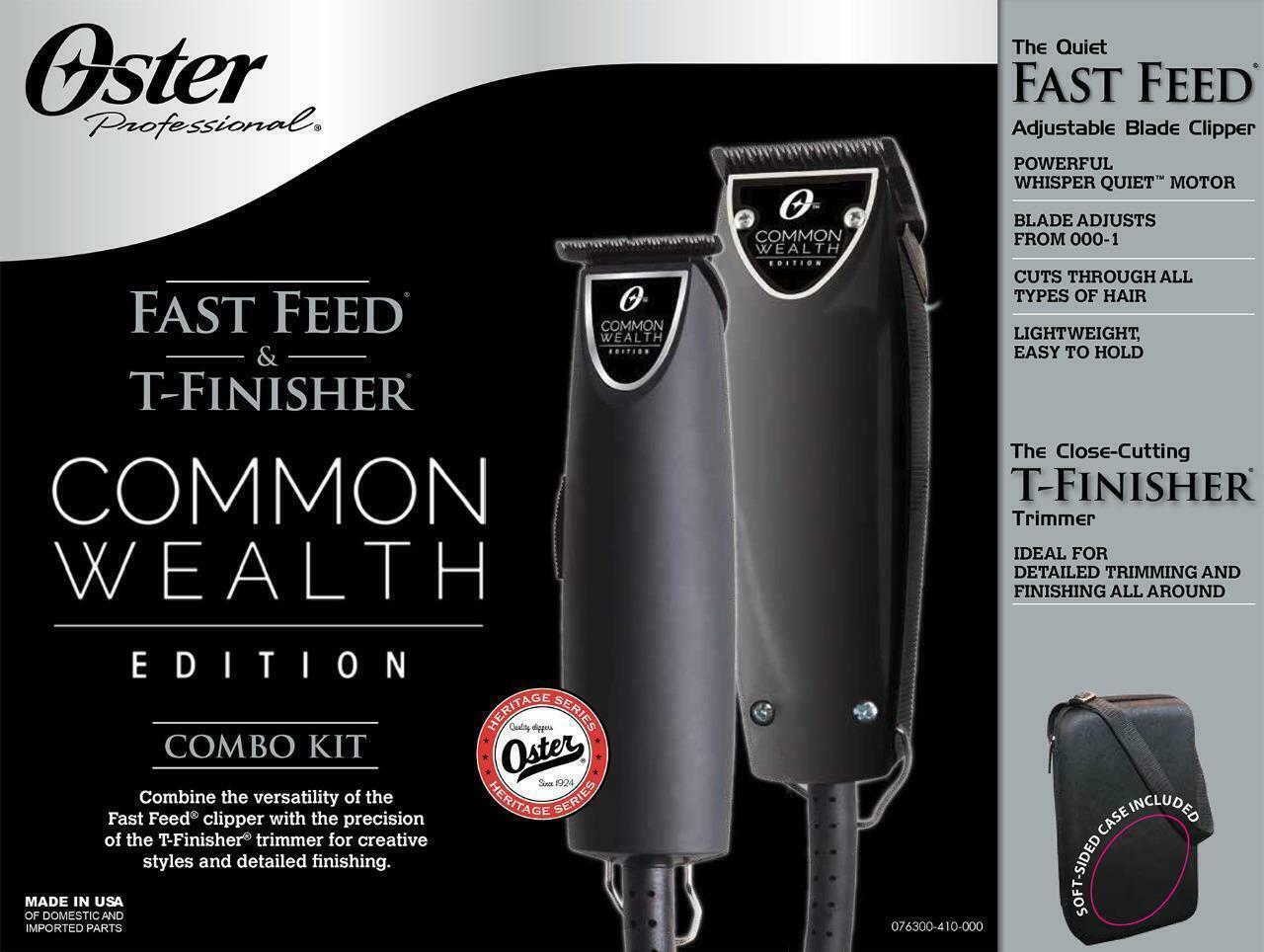 Oster Common Wealth Fast Feed Clipper T-finisher Trimmer Barber Combo Black