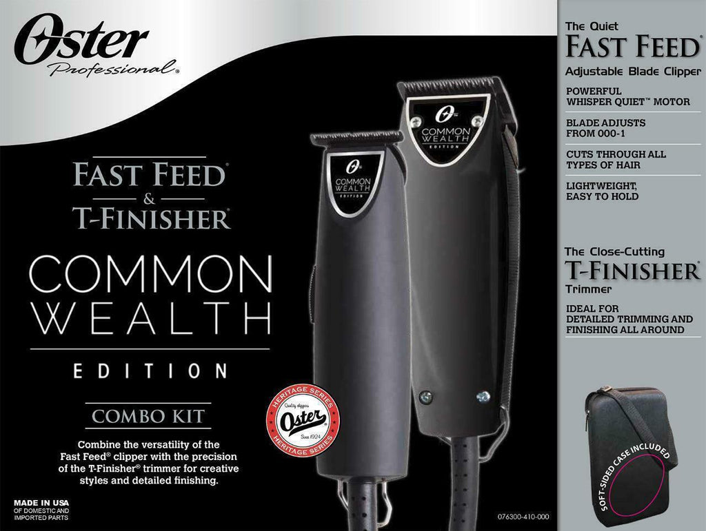 Oster Common Wealth Fast Feed Clipper T-finisher Trimmer Barber Combo Black