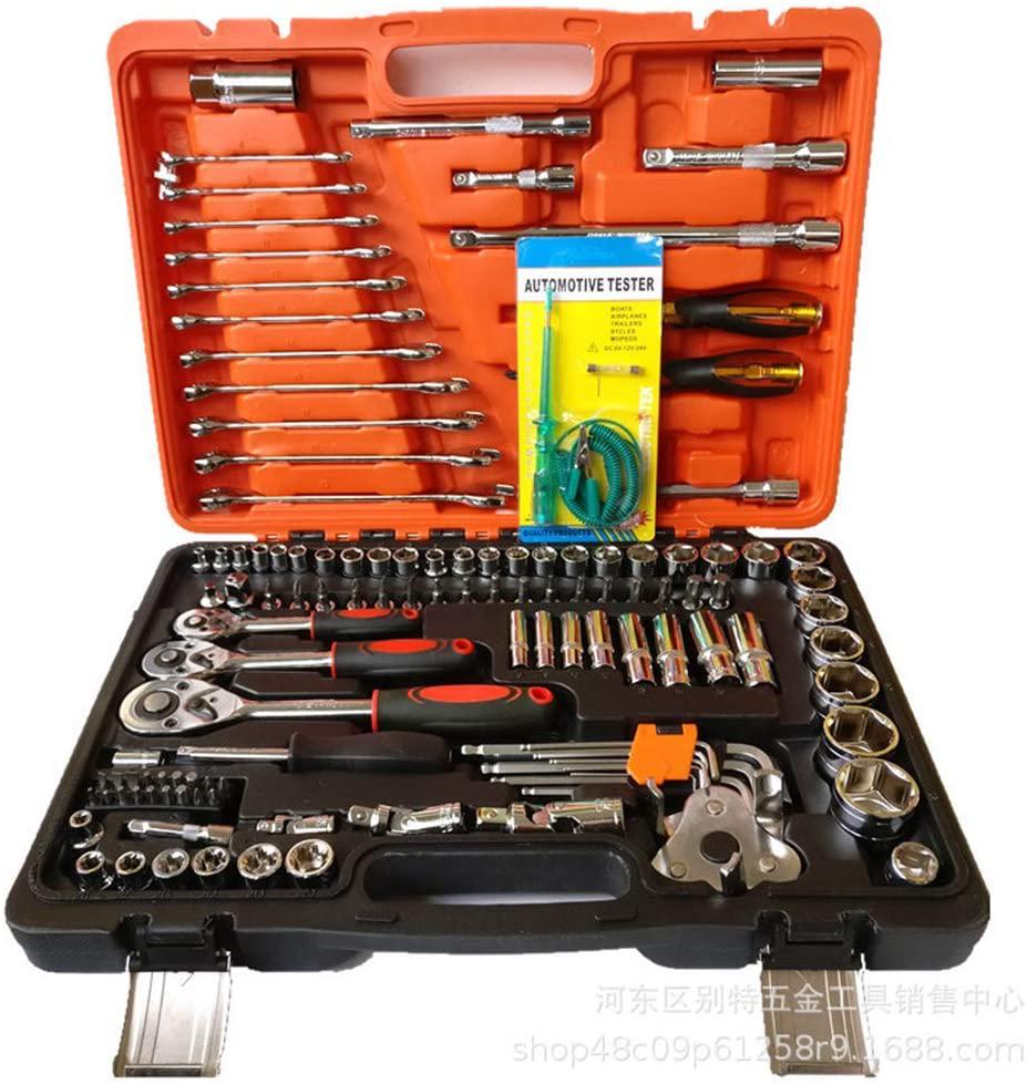PENFU Wrench 121-Piece Socket Ratchet Wrench Metric 1/2, 3/8, 1/4 Ratchet Wrench, 4-32Mm Sleeve, 8-19Mm Combination Wrench Tool Set Hand Repair Tool
