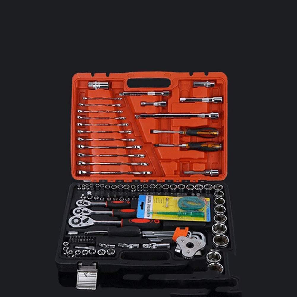 PENFU Wrench 121-Piece Socket Ratchet Wrench Metric 1/2, 3/8, 1/4 Ratchet Wrench, 4-32Mm Sleeve, 8-19Mm Combination Wrench Tool Set Hand Repair Tool