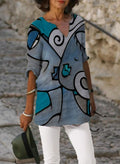 Casual Graffiti Print V-neck Blouse