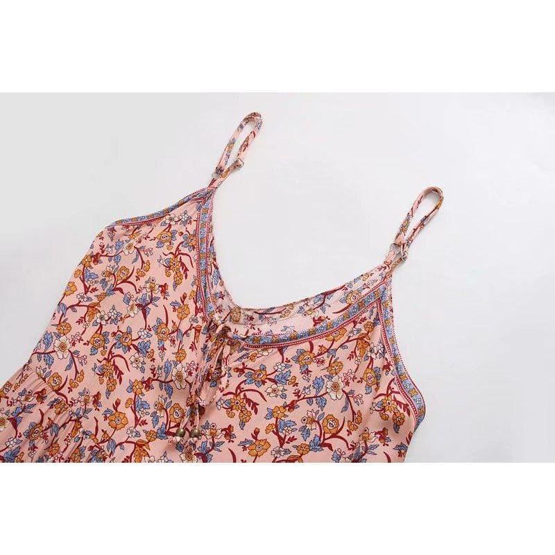 bohemian noodle strap beach dress