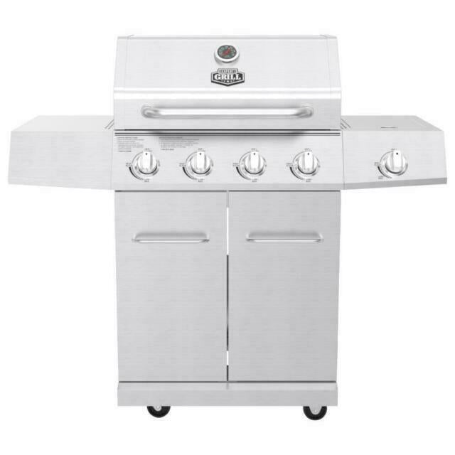 Propane Gas Grill 4 Burner with Side Burner  Steel Outdoor CooHome