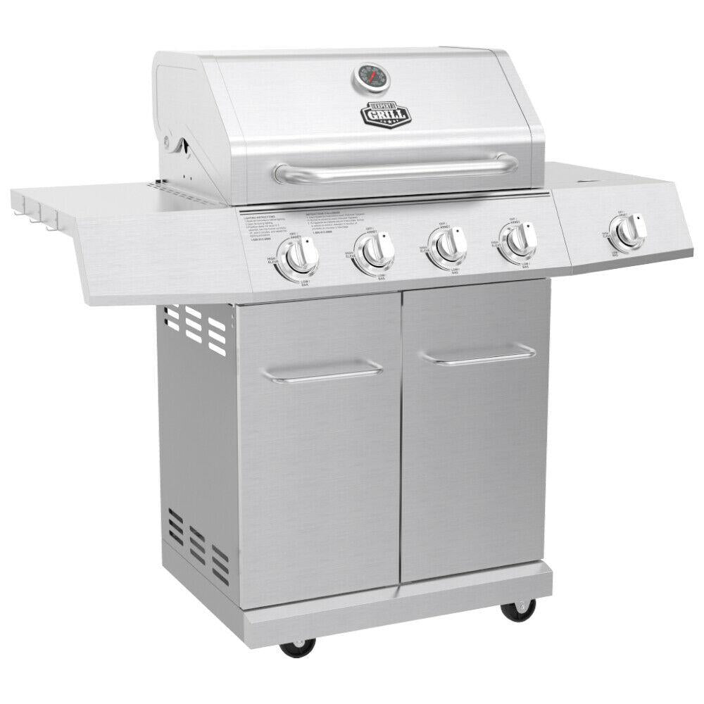 Propane Gas Grill 4 Burner with Side Burner  Steel Outdoor CooHome