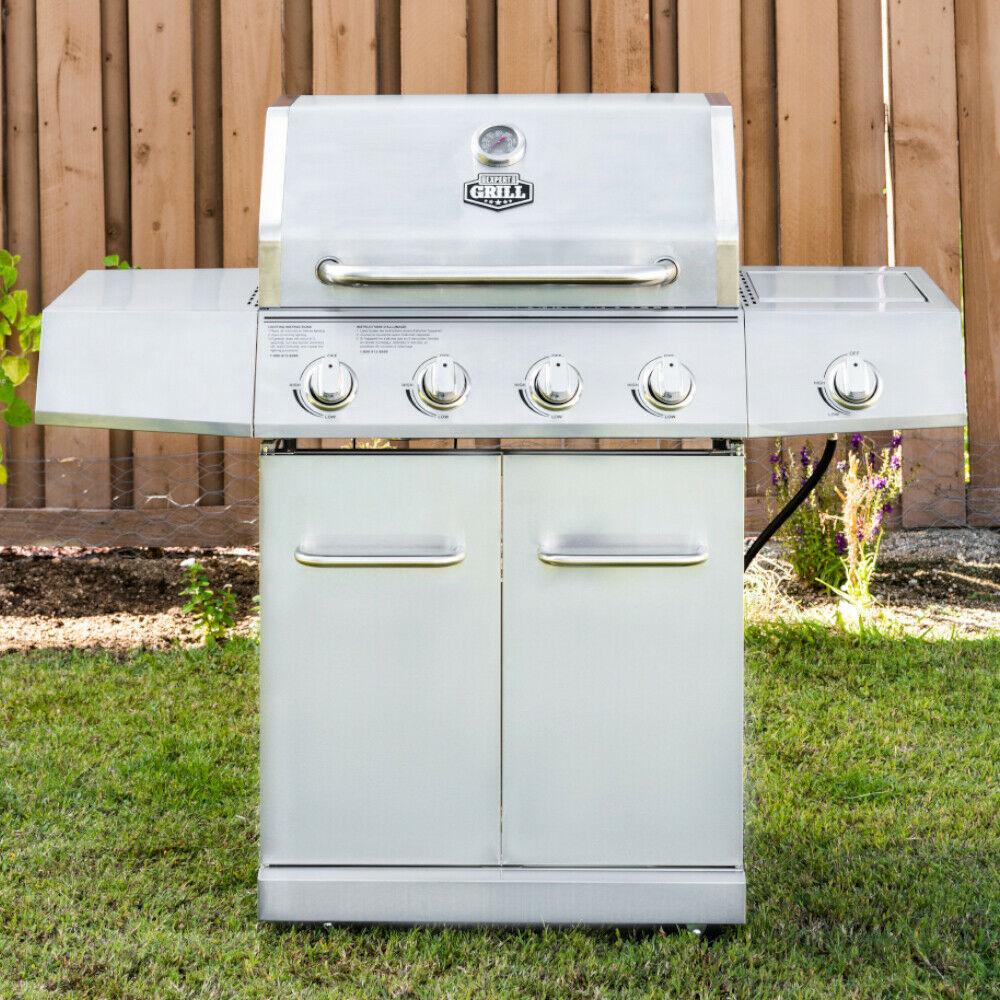 Propane Gas Grill 4 Burner with Side Burner  Steel Outdoor CooHome