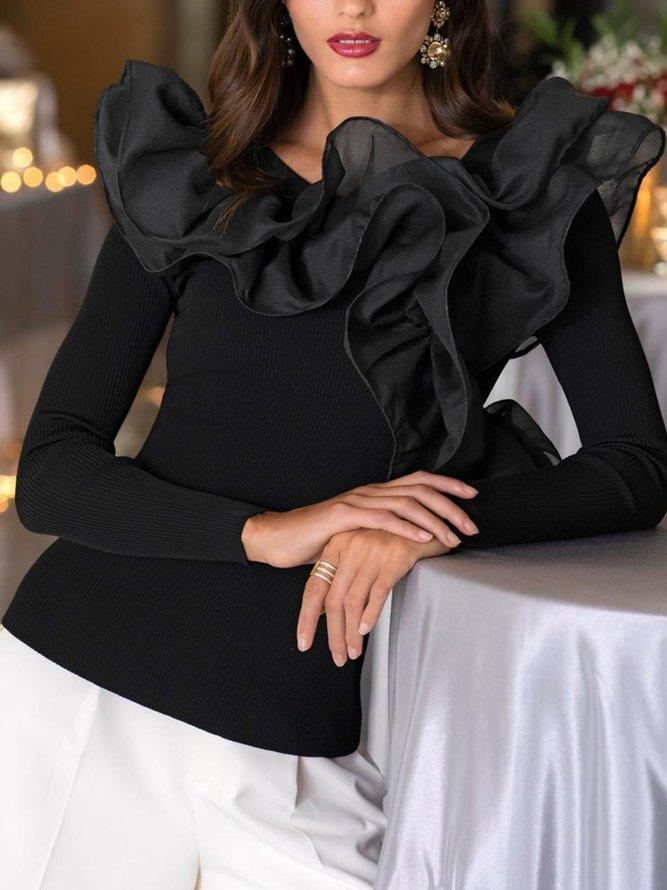 Fashion All-match Ruffled T-shirt