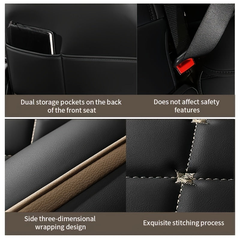 Upgrade Your Vehicle with 1pc of Luxury Car Seat Cover - Premium Faux Leather Car Seat Cushion Cover for Front &amp; Rear Seats!