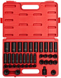 Sunex 2669, 1/2 Inch Drive  Impact Socket Set, 39-Piece,, 9mm-30mm, Standard/Deep, Cr-Mo Steel, Radius Corner , Dual Size Markings, Heavy Duty StoraCase