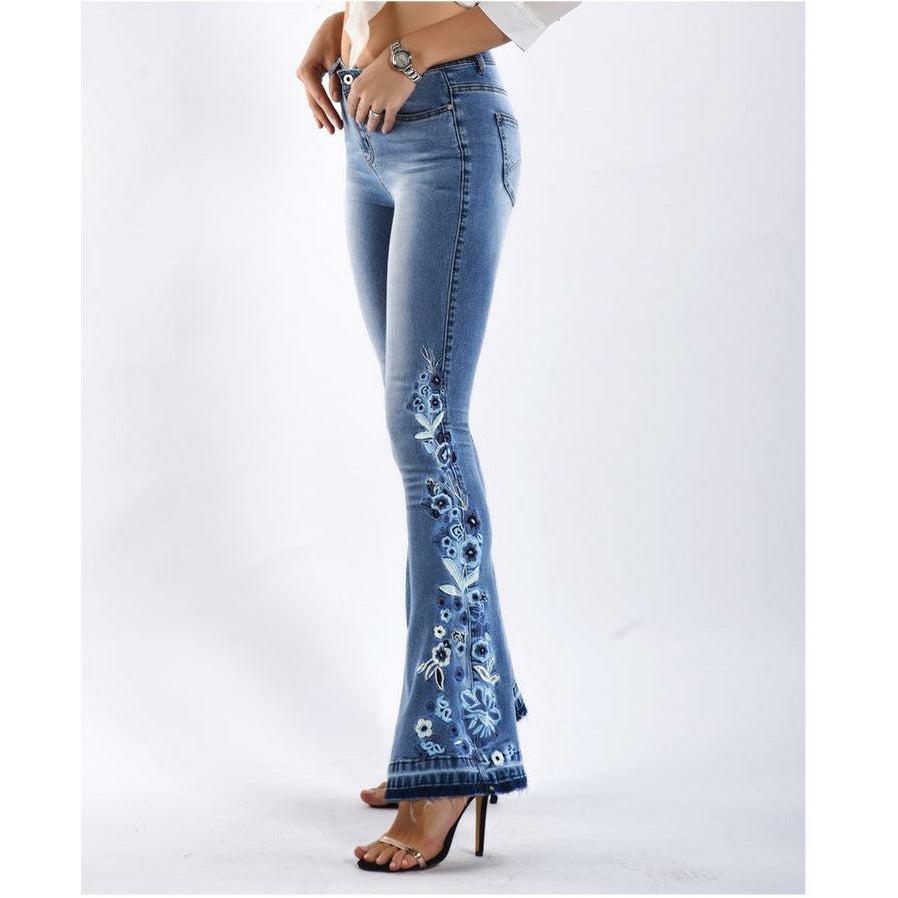 embroidery skinny jeans vintage
