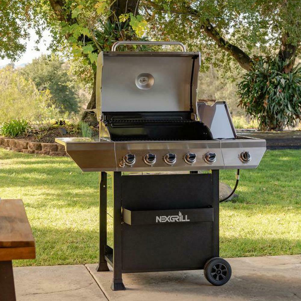 5-Burner Propane Gas Grill  Steel with Side Burner and Condiment Rack