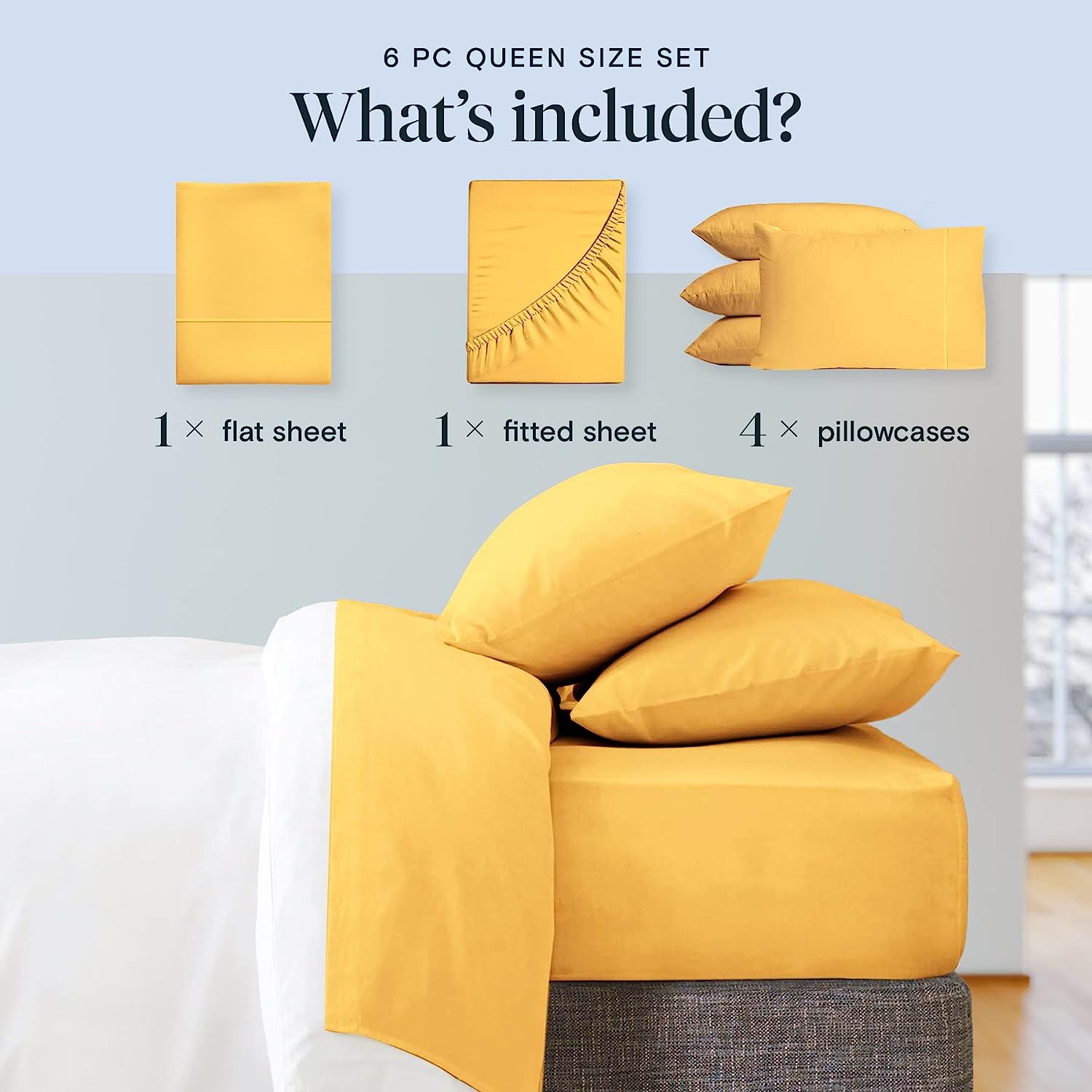 LuxClub 6 PC California King Size Sheet Set Bamboo Sheets Deep Pockets 18" Eco Friendly Wrinkle Free Cooling Sheets Machine Washable Hotel Bedding Silky Soft - Medallion Gold California King