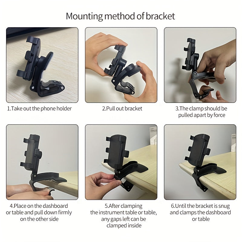 Angle-Adjustable Car Phone Mount: Rotate &amp; Secure Your Phone For Easy Accessibility