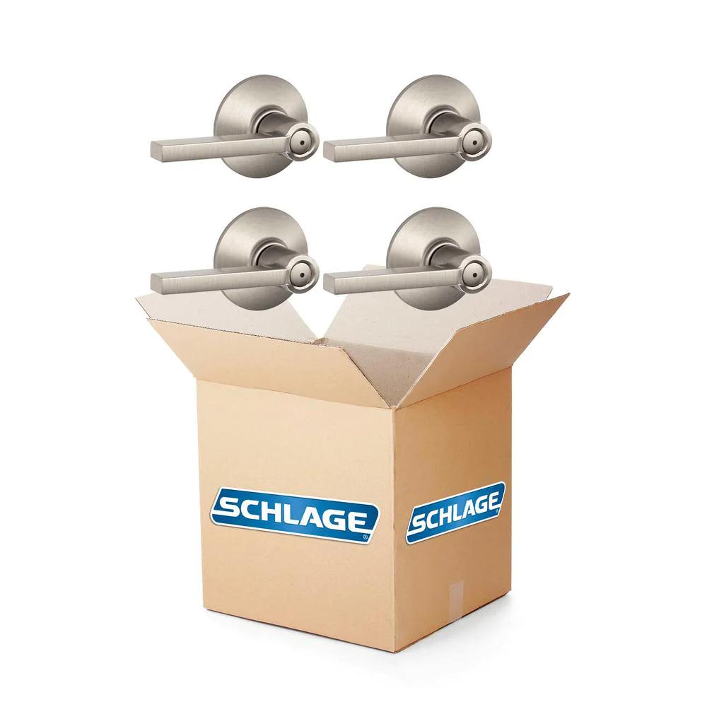 Latitude Satin Nickel Privacy Bed/Bath Door Lever (4-Pack)