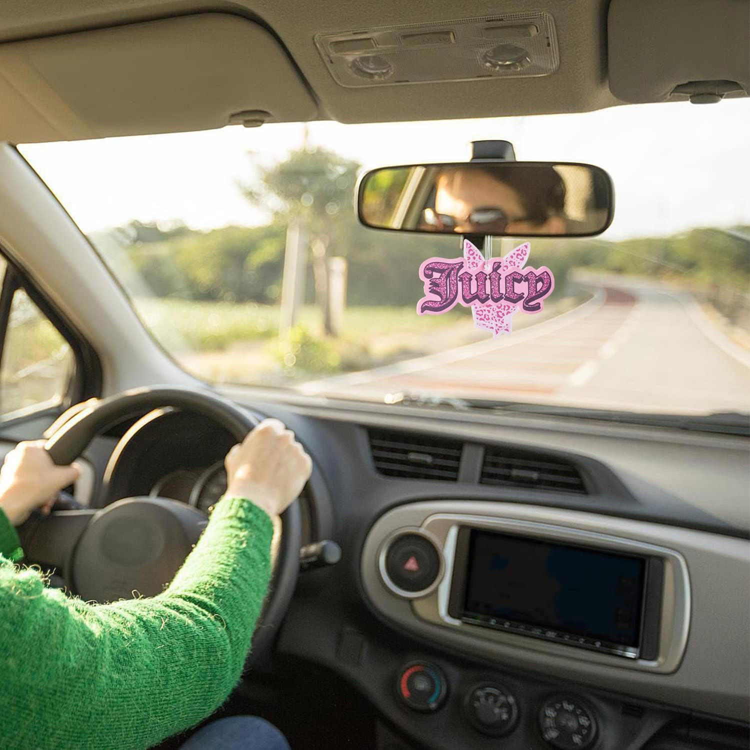 4Pcs Y2k 2000s Pink Car Air Freshener Purple Butterfly Leopard Bunny Pink Heart Fragrance Hanging Slice Car Diffuser Ornament Essential Oil Pendant Gift for Car Interior Accessories Home Decor