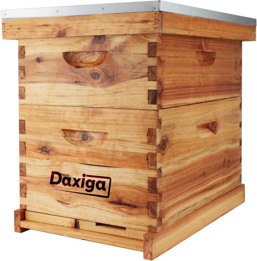 Bee Hive Complete Beehive Kit, Daxiga 10 Frame Beeswax Coated Bee Hive Includes Frames and Beeswax Coated Foundation Sheet (2 Layer)