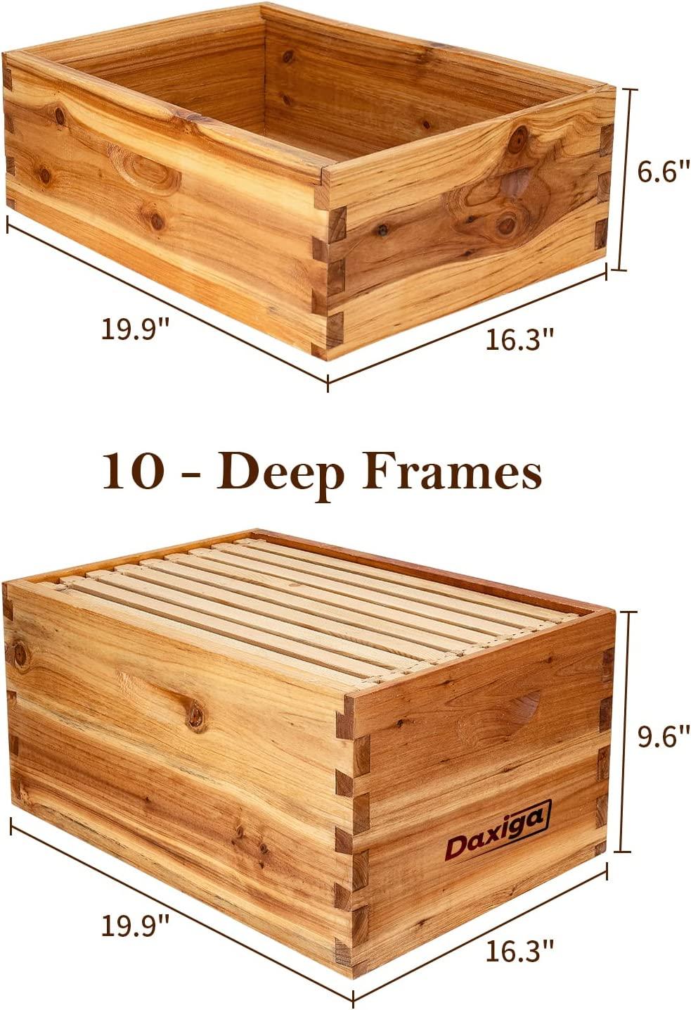 Bee Hive Complete Beehive Kit, Daxiga 10 Frame Beeswax Coated Bee Hive Includes Frames and Beeswax Coated Foundation Sheet (2 Layer)