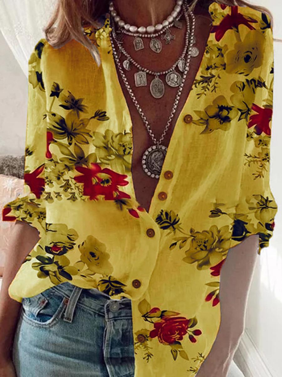 Floral Long Sleeve Casual Blouse