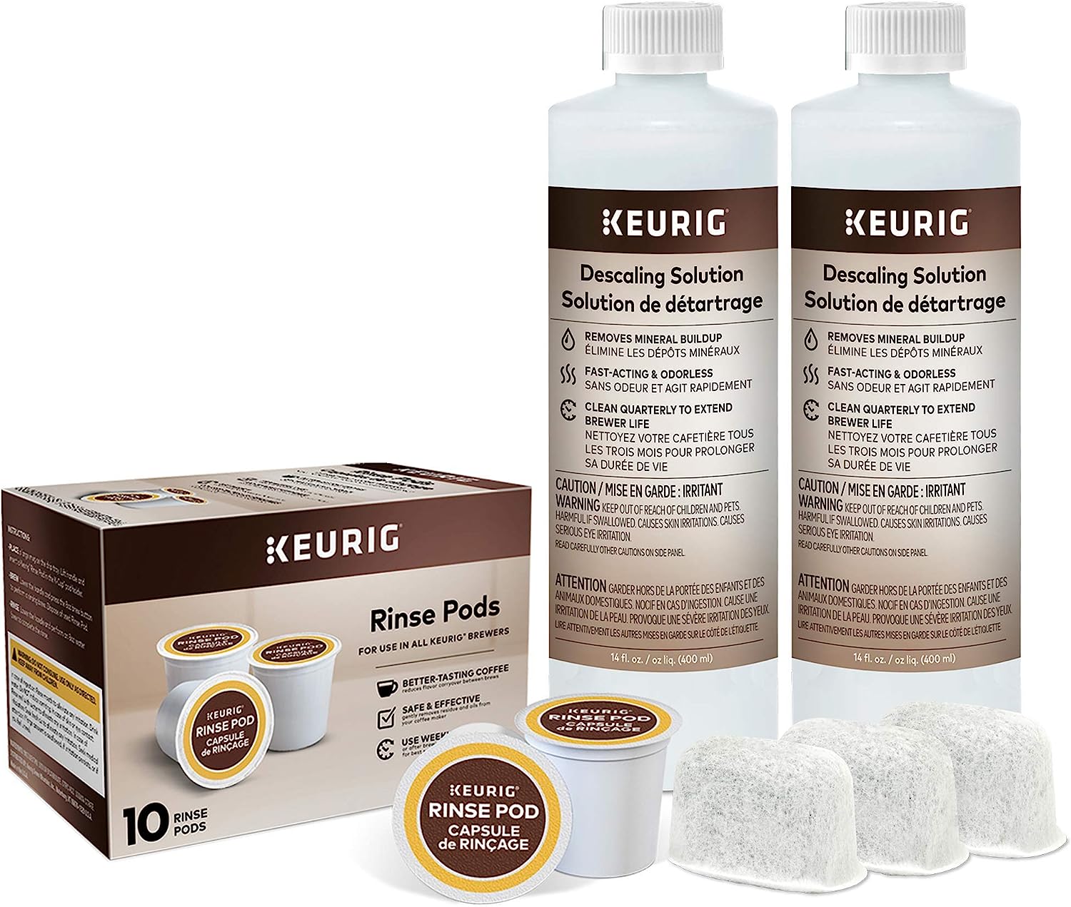 Keurig K-Mini Single Serve Coffee Maker, Black &amp; Brewer Maintenance Kit, Includes Descaling Solution, Water Filter Cartridges &amp; Rinse Pods, 14 count