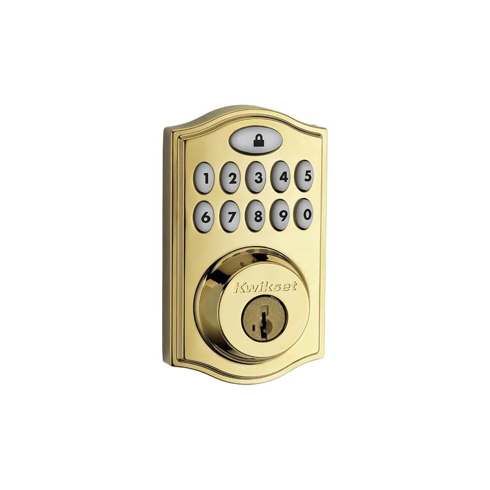 Z-Wave SmartCode 914 Lifetime Polished Brass Single Cylinder Electronic Deadbolt Featuring SmartKey Security