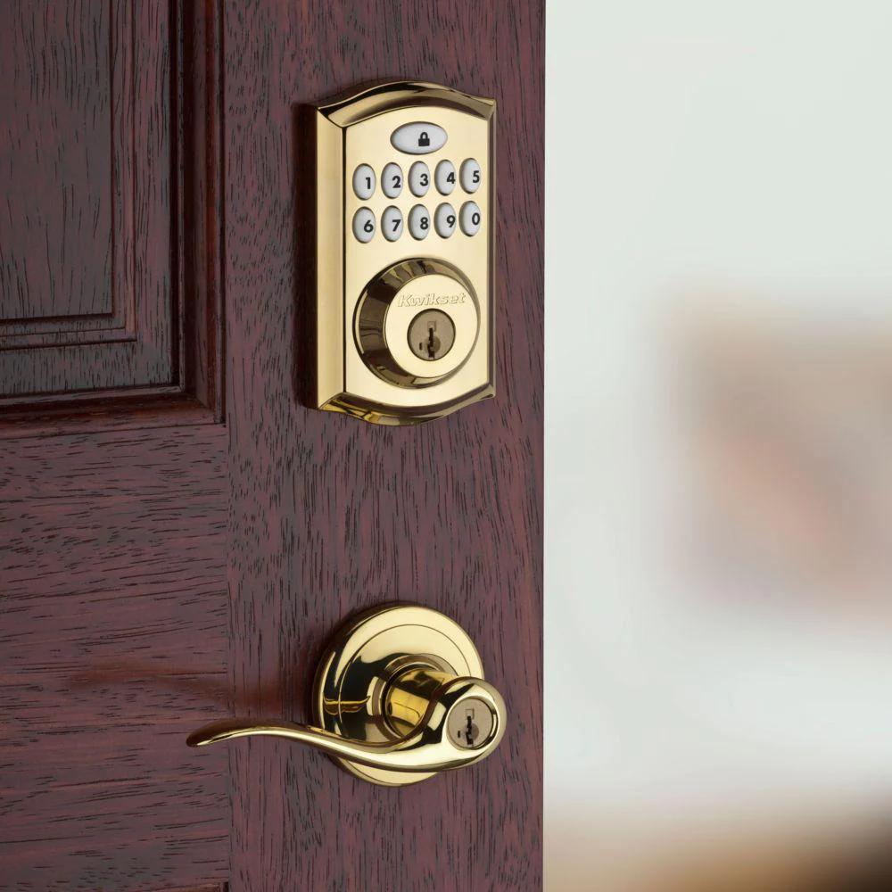 Z-Wave SmartCode 914 Lifetime Polished Brass Single Cylinder Electronic Deadbolt Featuring SmartKey Security