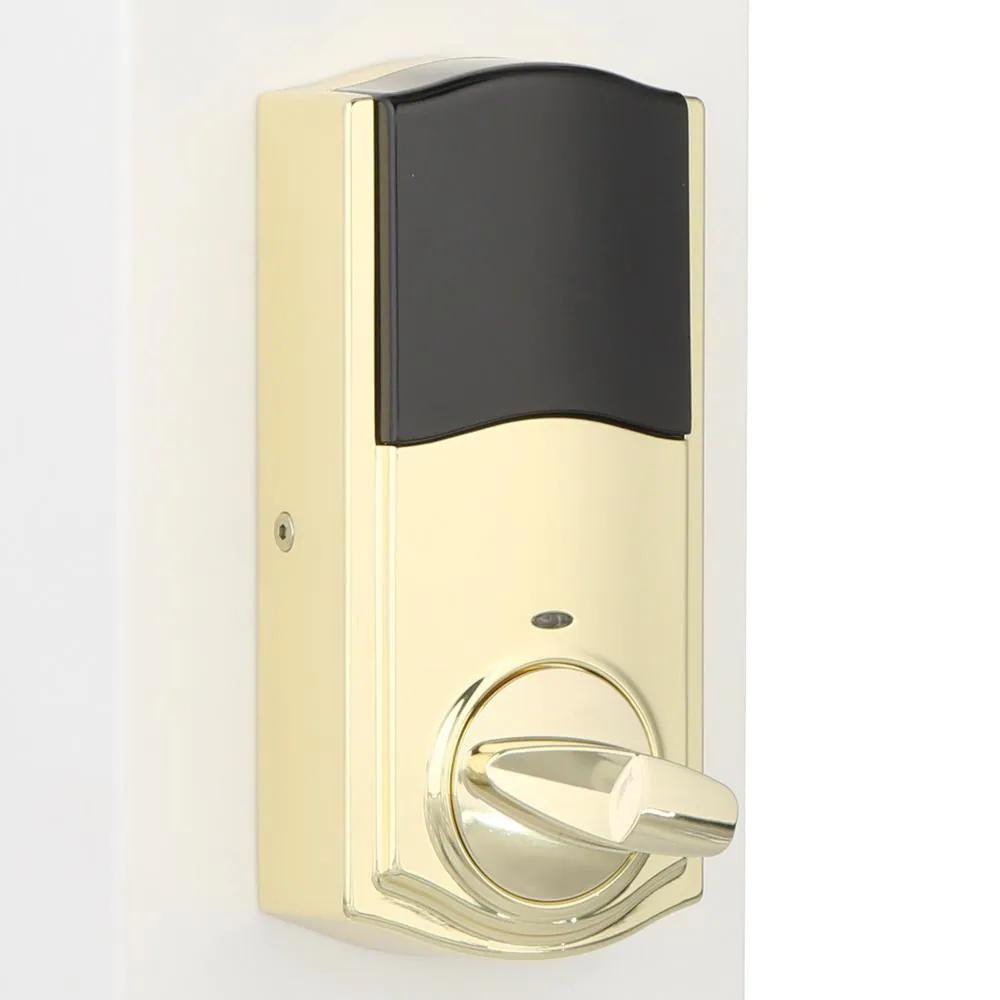 Z-Wave SmartCode 914 Lifetime Polished Brass Single Cylinder Electronic Deadbolt Featuring SmartKey Security