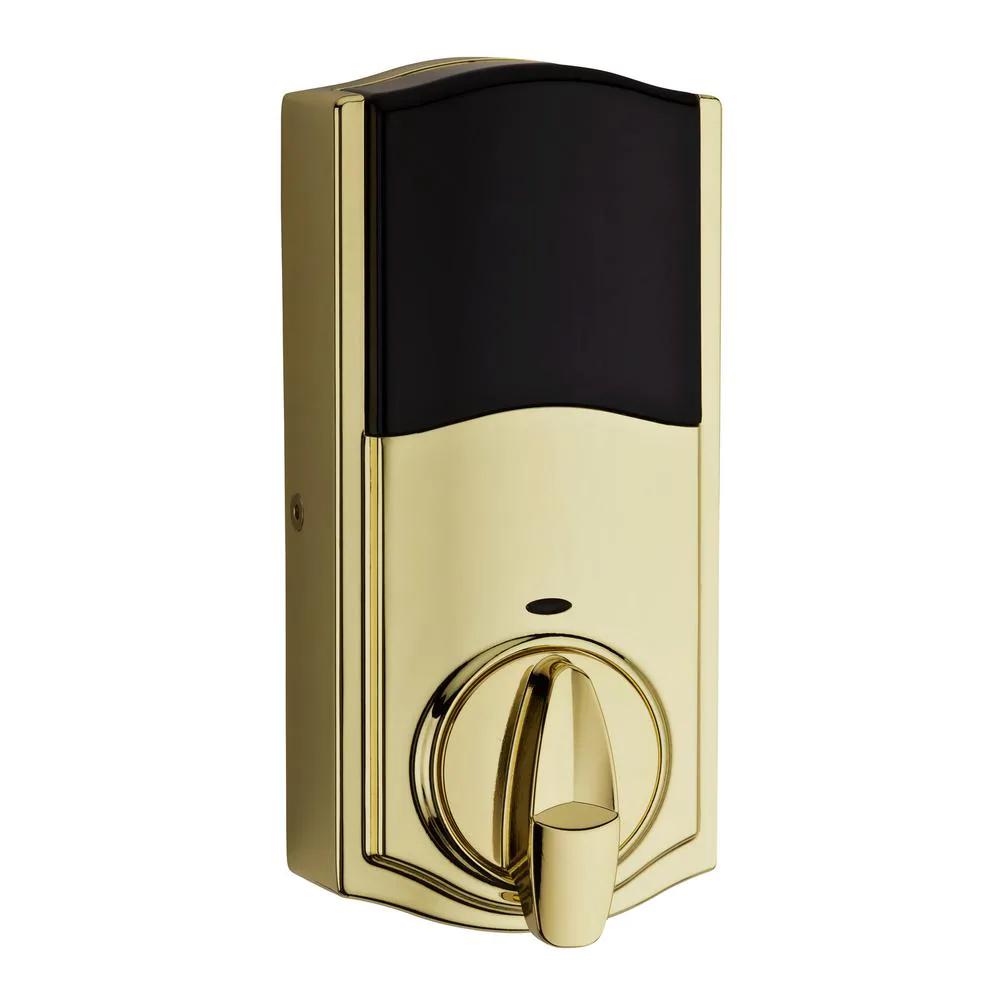 Z-Wave SmartCode 914 Lifetime Polished Brass Single Cylinder Electronic Deadbolt Featuring SmartKey Security