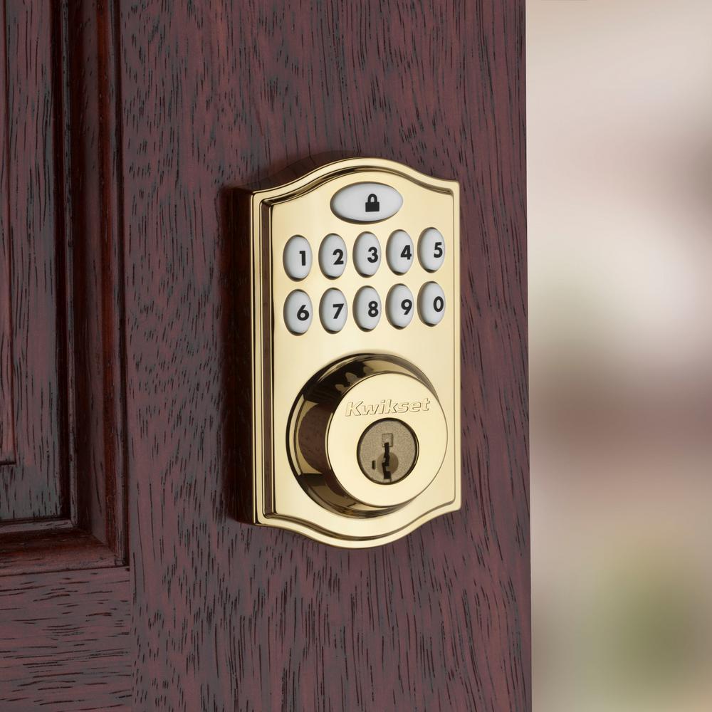 Z-Wave SmartCode 914 Lifetime Polished Brass Single Cylinder Electronic Deadbolt Featuring SmartKey Security