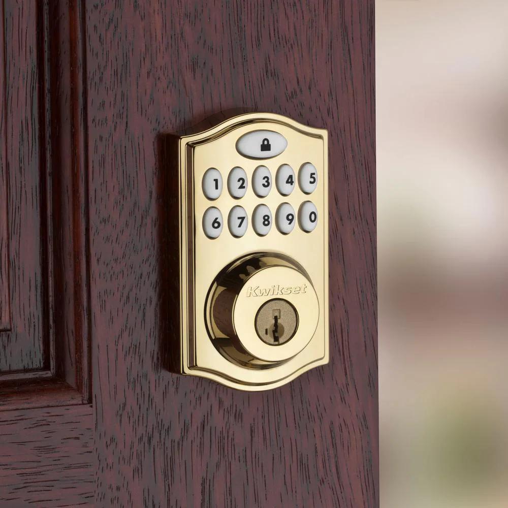 Z-Wave SmartCode 914 Lifetime Polished Brass Single Cylinder Electronic Deadbolt Featuring SmartKey Security