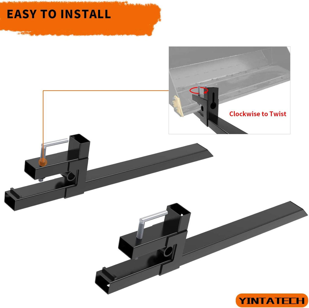 YINTATECH Clamp on Pallet Forks 43” Pallet Forks 1500lbs Heavy Duty for Loader Bucket Skid Steer Tractor