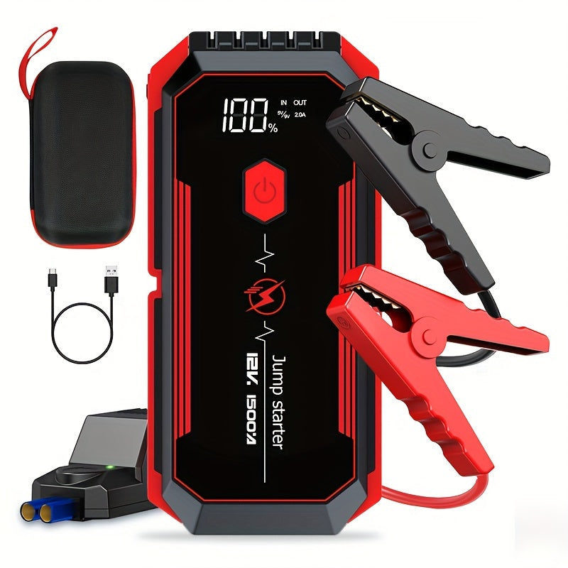 Car Jump Starter 2500A Peak Car Battery Jump Starter  Up To 2.11gal Gas And 1.85gal Diesel Engine 12V Portable Lithium Jump Starter LED Light/USB QC3.0