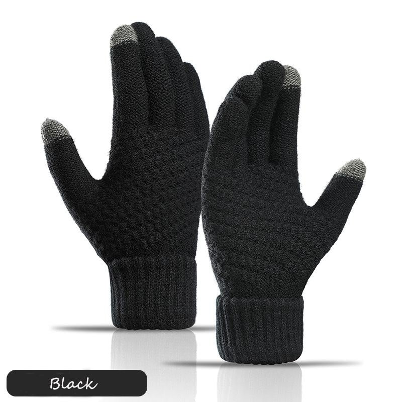 Winter Thickened Warm Wool Gloves Outdoor Windproof Cycling Gloves Touchscreen Gloves